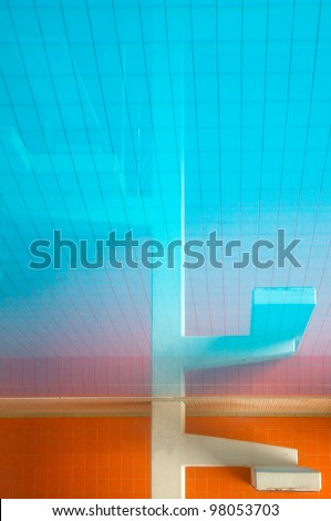 Reflection of a diving platform