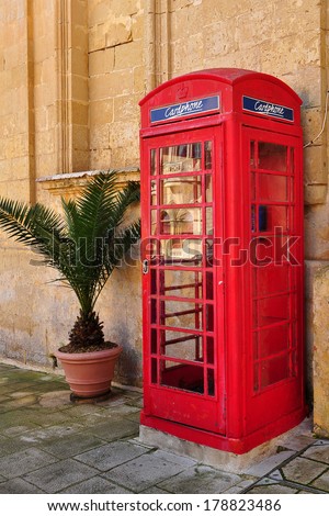 red phone booth,island Malta