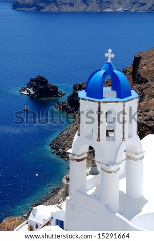 stock photo church in SantoriniGreece