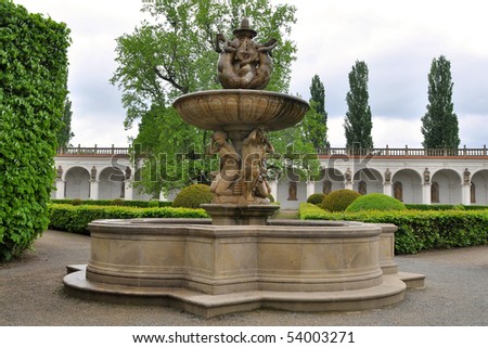 Tritons fountain, Flower garden,Kromeriz