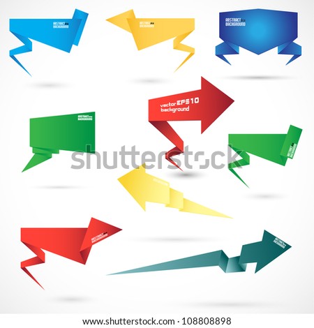 Set of abstract backgrounds featuring origami Set of abstract backgrounds featuring origami