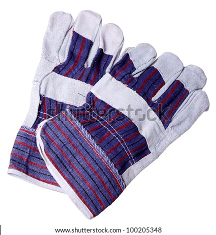 Heat resistant gloves for welding of plastic pipes, isolated on a white background. Used to install plumbing and heating pipes made of polypropylene