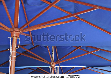 Blue color coffee shop umbrellas