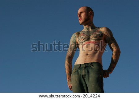 Handsome tattooed man