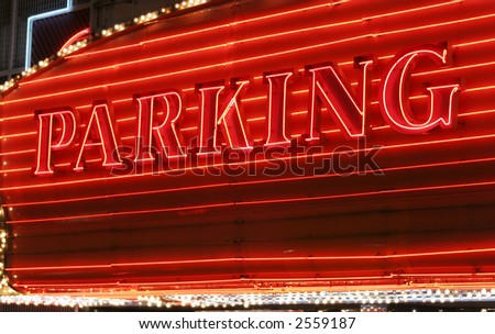 Red neon parking sign
