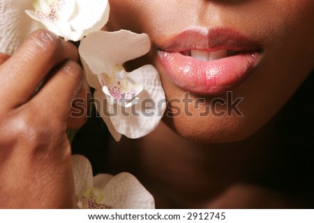 stock photo Sexy lips of an African American woman