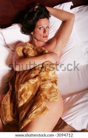 stock photo Sexy mature woman in fur