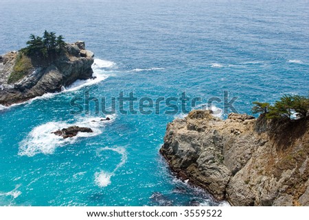 Aqua blue Central California coast