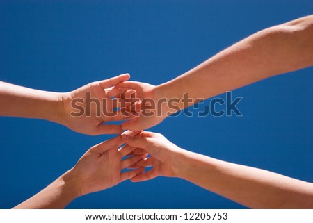 Group of people hands in the air