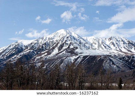 Snow melting on mountains in Alaska