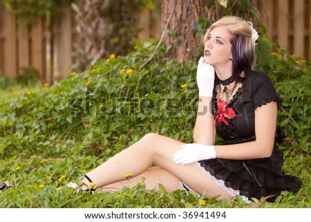 Alternative girl in mini dress