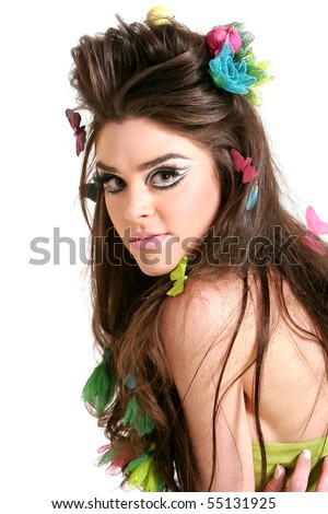 stock photo Gorgeous young woman wearing high fashion style makeup and 