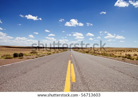 Empty road stretching in Northern New Mexico in USA