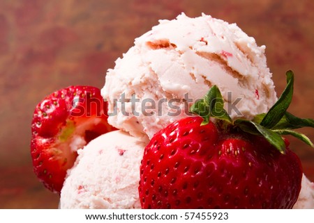 Delicious fresh strawberry ice cream