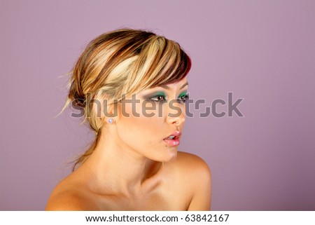 Gorgeous asian woman with hairstyle and makeup beauty shot
