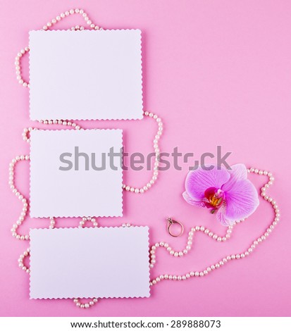 Tender set in pink and purple tones. Good for blogs, web, facebook, instagram. On pink background. Wedding or family theme. Love. Post or greeting card. Place for your text.