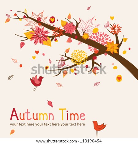 Greeting card with autumn branch Greeting card with autumn branch