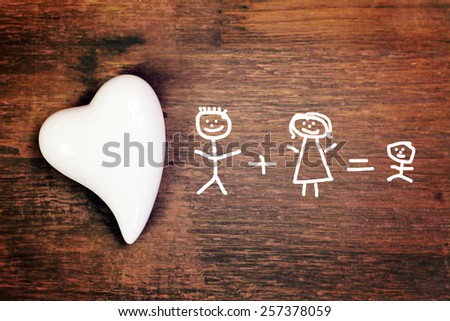 lovely greeting card - happy family matchstick man
