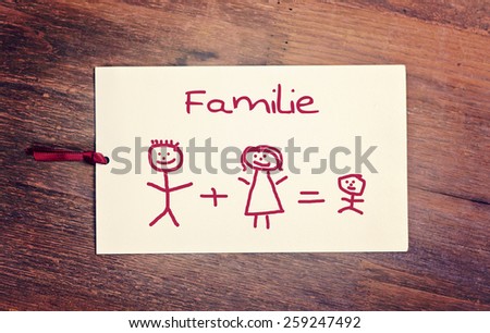 lovely greeting card - german for family - matchstick man