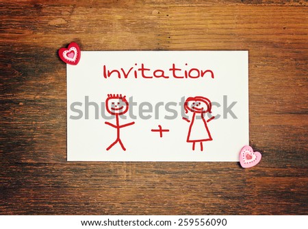lovely greeting card - invitation Matchstick man