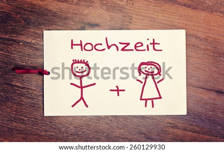 lovely greeting card - german for wedding Matchstick man