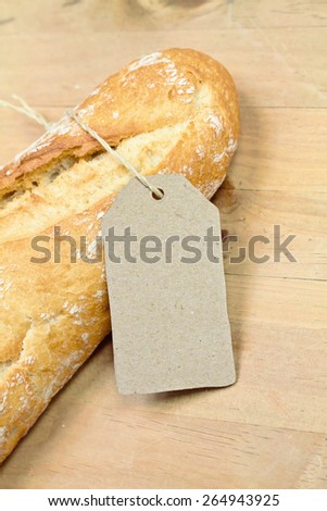food background - baguette bread on wood table