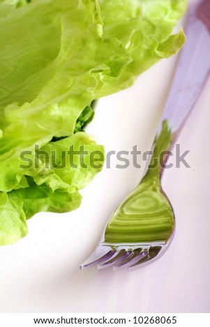 green iceberg salad with a fork