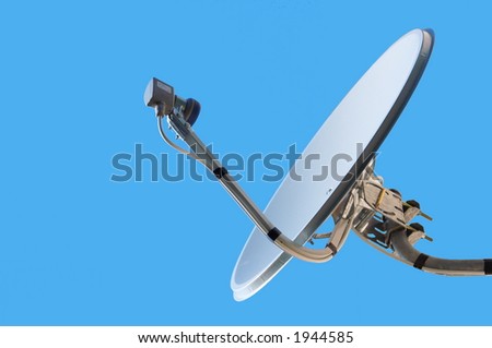 The satellite television aerial on a blue background