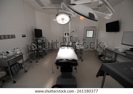 equipment and medical devices in modern operating room operation room,selective color technique
