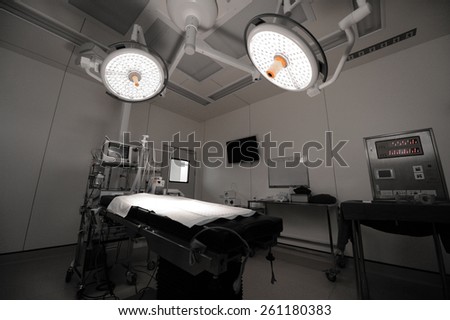 equipment and medical devices in modern operating room operation room,selective color technique