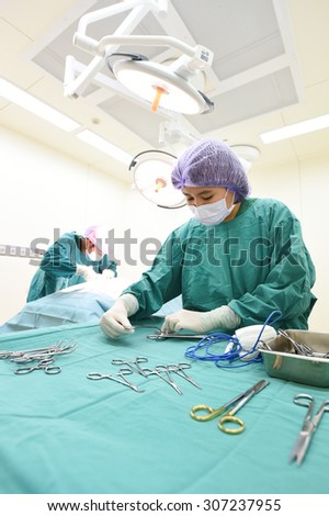 two veterinarian surgeons in operating room