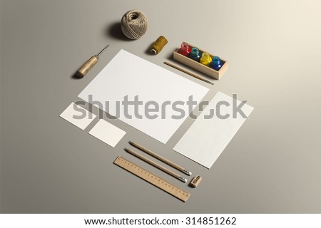 Art and Craft Stationery, Branding Mock-up, with clipping path, isolated, changeable background.