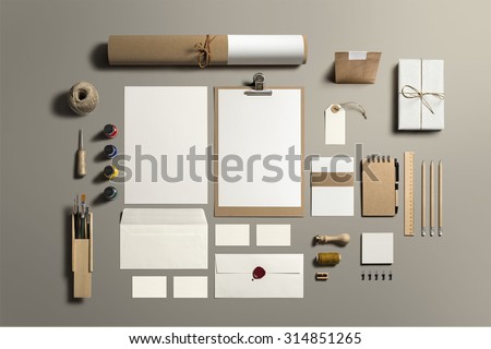 Art and Craft Stationery, Branding Mock-up, with clipping path, isolated, changeable background.