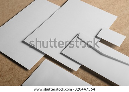 Corporate Stationery, Branding Mock-up, deep shadows with clipping path, isolated, changeable cardboard background.