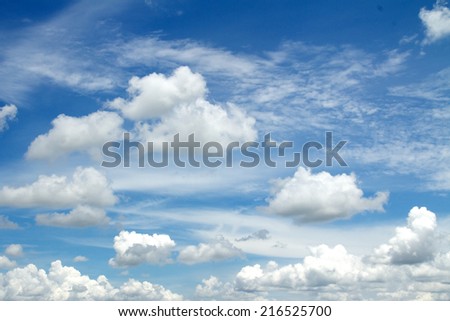 Blue sky background with a tiny clouds, Head over sky