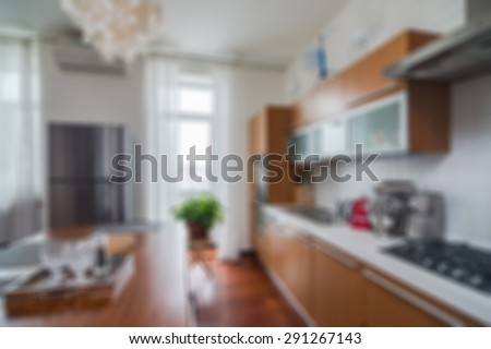 Modern stylish apartment interior themed abstract blur background with bokeh