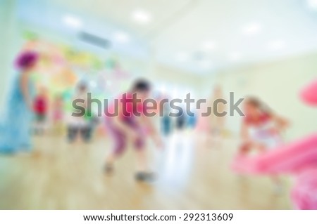 Kids activity fitness camp indoors animation blur background