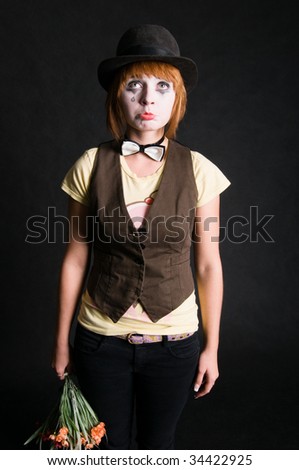 Sad red haired clown