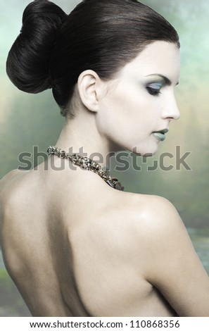 Seductive fashion model with jewels profile
