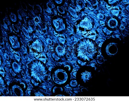 Blue glowing frozen crystals, computer generated abstract background