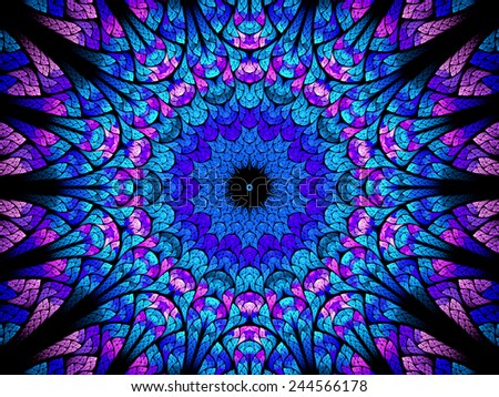 Oriental kaleidoscope fractal, computer generated abstract background