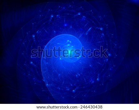 Blue glowing spiral in cosmos, computer generated abstract background