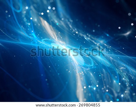 Blue glowing new technology flow in space, computer generated abstract background