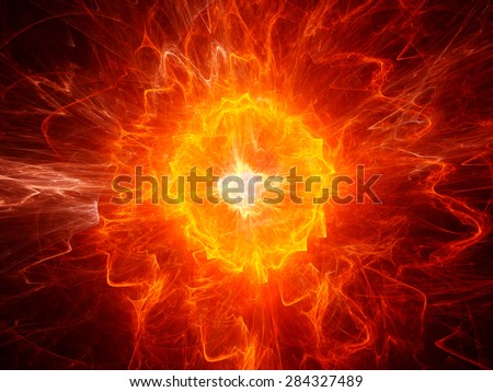Fiery ball lightning, computer generated abstract fractal background