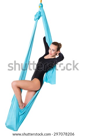 Woman relaxing in hammock, isolated on white