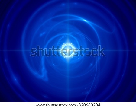 Blue glowing time machine in space, computer generated abstract background