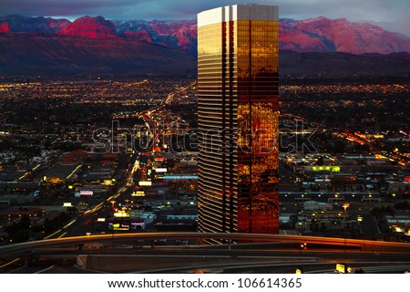 Aerial view of Las Vegas at Sunrise