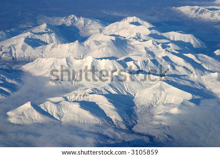 Aerial view of Alaska mountains