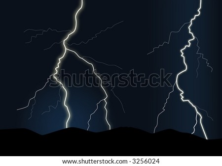 thunderstorm with flash lightning