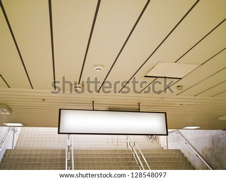 blank billboard in metro station